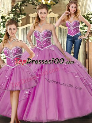 Free and Easy Floor Length Ball Gowns Sleeveless Lilac Vestidos de Quinceanera Lace Up