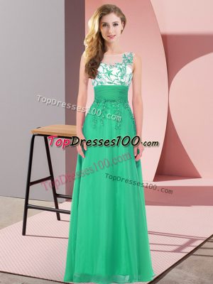 Gorgeous Scoop Sleeveless Backless Court Dresses for Sweet 16 Turquoise Chiffon