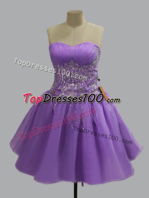 Nice Lavender Sleeveless Organza Lace Up Pageant Dress for Prom and Party