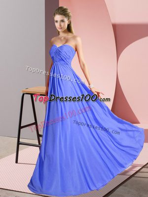 Blue Lace Up Sweetheart Ruching Homecoming Dress Chiffon Sleeveless