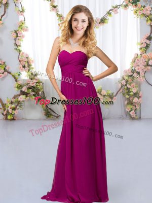 Nice Fuchsia Sweetheart Criss Cross Beading Dama Dress Sleeveless