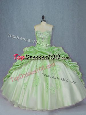 Great Quinceanera Dresses Sweet 16 and Quinceanera with Beading and Appliques and Pick Ups Sweetheart Sleeveless Brush Train Lace Up