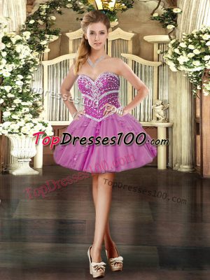 Admirable Lavender Sweetheart Neckline Beading and Ruffles Custom Made Pageant Dress Sleeveless Lace Up