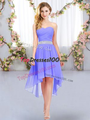 Lavender Dama Dress for Quinceanera Wedding Party with Belt Sweetheart Sleeveless Lace Up