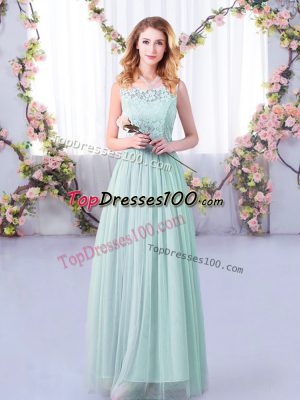 Lovely Light Blue Sleeveless Tulle Side Zipper Bridesmaids Dress for Wedding Party