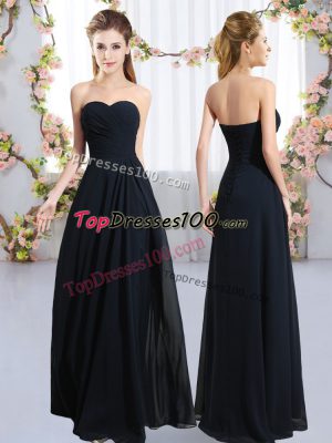 Ruching Quinceanera Court Dresses Navy Blue Zipper Sleeveless Floor Length