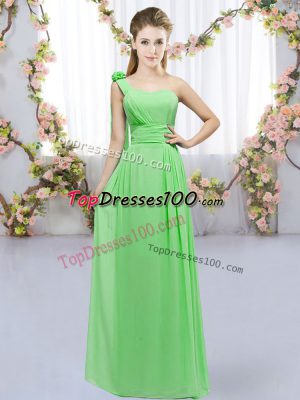 Customized Sleeveless Floor Length Hand Made Flower Lace Up Dama Dress