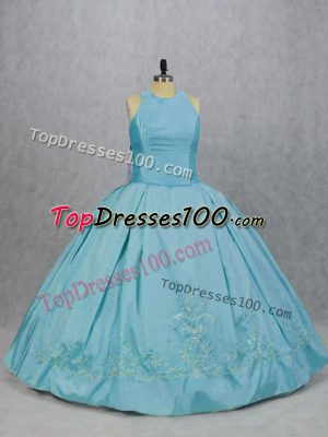 Nice Blue Neckline Embroidery 15th Birthday Dress Sleeveless