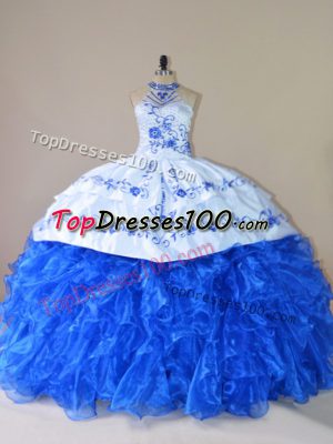 Traditional Organza Sleeveless Quinceanera Gowns Court Train and Embroidery and Ruffles