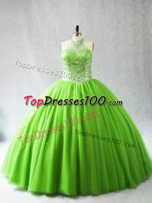 Traditional Quinceanera Dress Tulle Court Train Sleeveless Beading