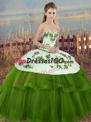 Ball Gowns Quinceanera Gowns Green Sweetheart Tulle Sleeveless Floor Length Lace Up