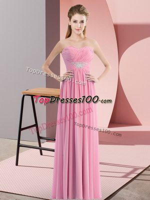 Empire Dress for Prom Rose Pink Sweetheart Chiffon Sleeveless Floor Length Zipper