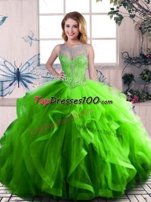 Ball Gowns Sleeveless Green Sweet 16 Dress Lace Up