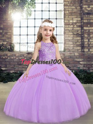 Scoop Sleeveless Lace Up Pageant Dress for Teens Lavender Tulle