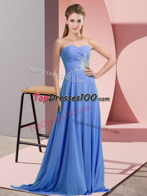 Custom Made Sleeveless Beading and Ruching Lace Up Evening Dress