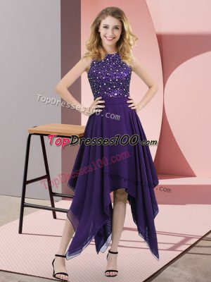 Sleeveless Zipper Asymmetrical Beading and Sequins Party Dresses