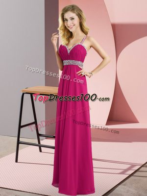 Custom Made Chiffon Sleeveless Floor Length Prom Party Dress and Beading