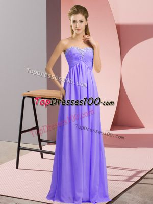 Lavender Sleeveless Chiffon Lace Up Prom Dresses for Prom and Party and Military Ball