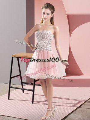 New Style Mini Length Zipper Homecoming Dress Pink for Prom and Party with Beading
