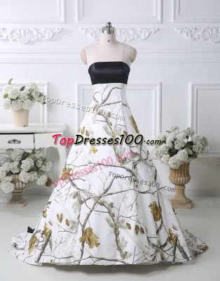Multi-color Sleeveless Brush Train Pattern Wedding Dress