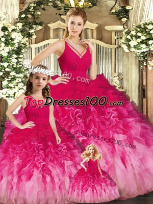 Affordable Multi-color Ball Gowns Ruffles Sweet 16 Quinceanera Dress Backless Tulle Sleeveless Floor Length