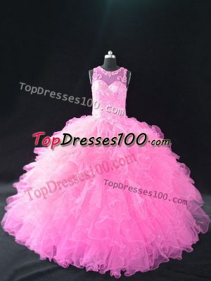 Baby Pink Sleeveless Beading and Ruffles Quinceanera Dresses