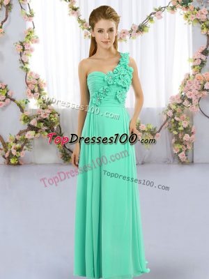 Turquoise Sleeveless Chiffon Lace Up Vestidos de Damas for Wedding Party