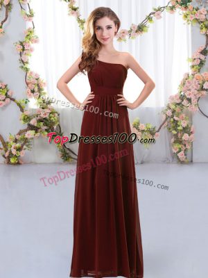 Best Selling Floor Length Zipper Wedding Party Dress Brown for Wedding Party with Ruching