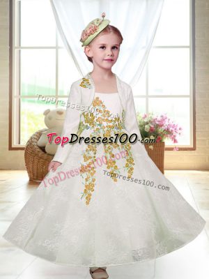 Classical Sleeveless Embroidery Zipper Toddler Flower Girl Dress