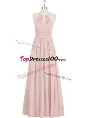 Baby Pink Prom Dresses Prom and Party with Ruching Halter Top Sleeveless Zipper