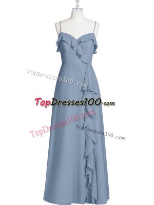 Chiffon Sleeveless Floor Length Prom Dresses and Ruching