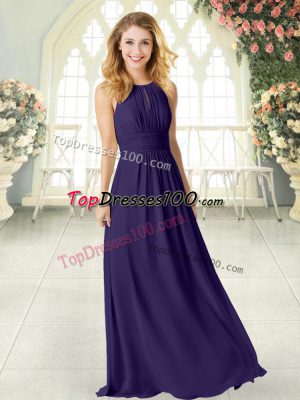 Most Popular Purple Scoop Zipper Ruching Prom Dresses Sleeveless