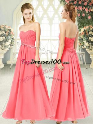 Sweetheart Sleeveless Zipper Dress for Prom Watermelon Red Chiffon