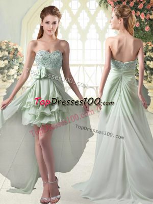 Latest Chiffon Sleeveless High Low Prom Party Dress and Beading and Ruffled Layers