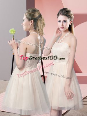 Smart Champagne Halter Top Side Zipper Lace Prom Dress Sleeveless