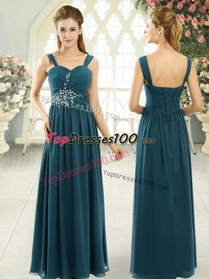 Discount Sleeveless Beading and Ruching Lace Up Dress for Prom