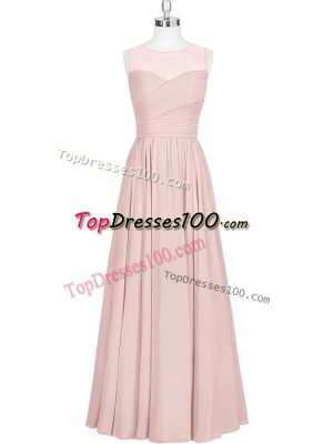 Suitable Sleeveless Zipper Floor Length Ruching Prom Party Dress