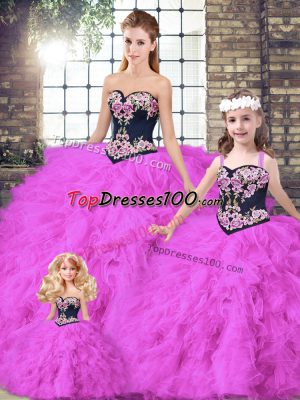 Admirable Floor Length Ball Gowns Sleeveless Fuchsia Sweet 16 Dress Lace Up