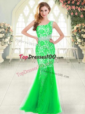 Tulle Sleeveless Floor Length Womens Evening Dresses and Beading and Lace