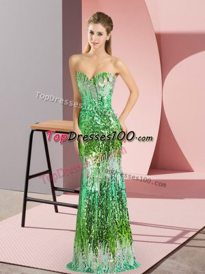 High End Multi-color Lace Up Sweetheart Sequins Dress for Prom Sleeveless