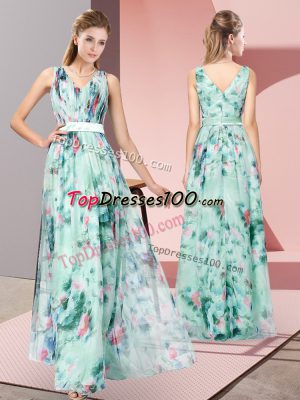 Multi-color Sleeveless Floor Length Pattern Zipper Prom Party Dress