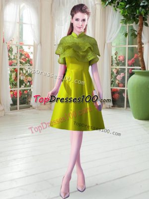 New Arrival Knee Length Lace Up Prom Party Dress Olive Green for Prom with Ruffled Layers