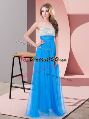 Gorgeous Baby Blue Sleeveless Chiffon Side Zipper Homecoming Dress for Prom and Party and Military Ball