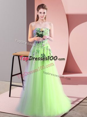 Latest Sleeveless Appliques Floor Length Formal Dresses