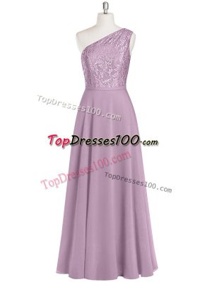 Chiffon Sleeveless Floor Length Homecoming Dress and Lace