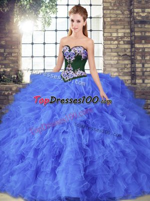High End Tulle Sleeveless Floor Length Vestidos de Quinceanera and Beading and Embroidery