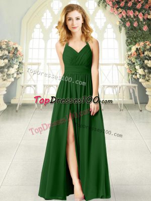 Floor Length Empire Sleeveless Green Prom Dress Zipper