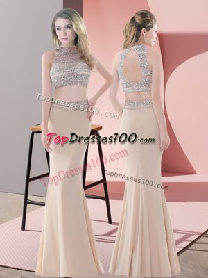 Custom Made Satin Sleeveless Floor Length Party Dresses and Beading