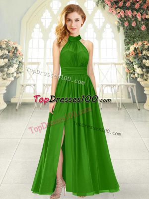 Green Sleeveless Chiffon Zipper Evening Dresses for Prom and Party