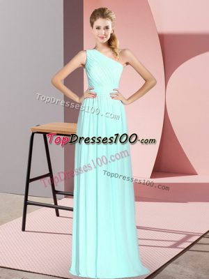 Apple Green Empire Ruching Prom Dress Lace Up Chiffon Sleeveless Floor Length